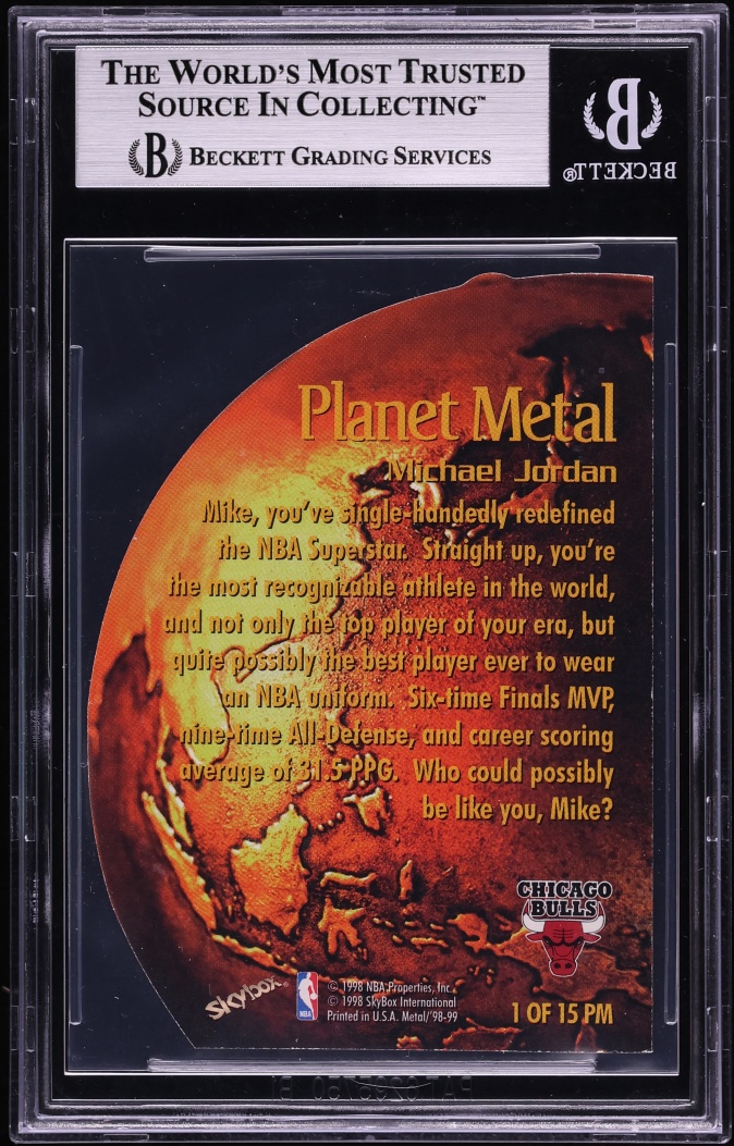 1998 Metal Universe Planet Metal Die-Cut Michael Jordan #1PM BGS 8.5 NM-MT+ - Photo 2