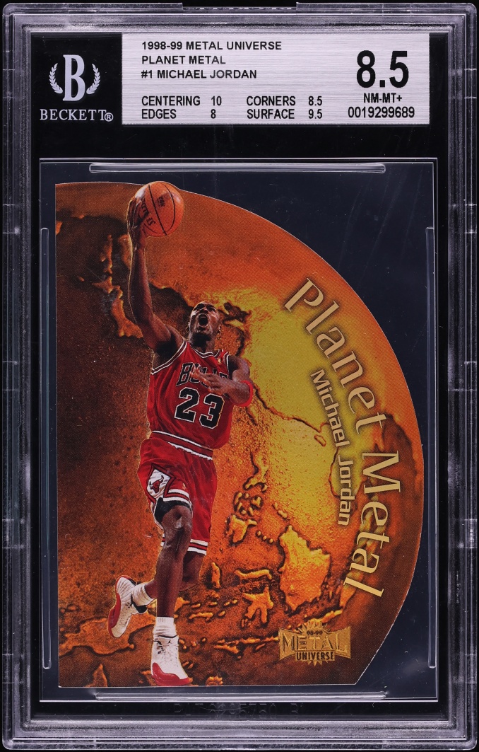 1998 Metal Universe Planet Metal Die-Cut Michael Jordan #1PM BGS 8.5 NM-MT+ - Photo 1