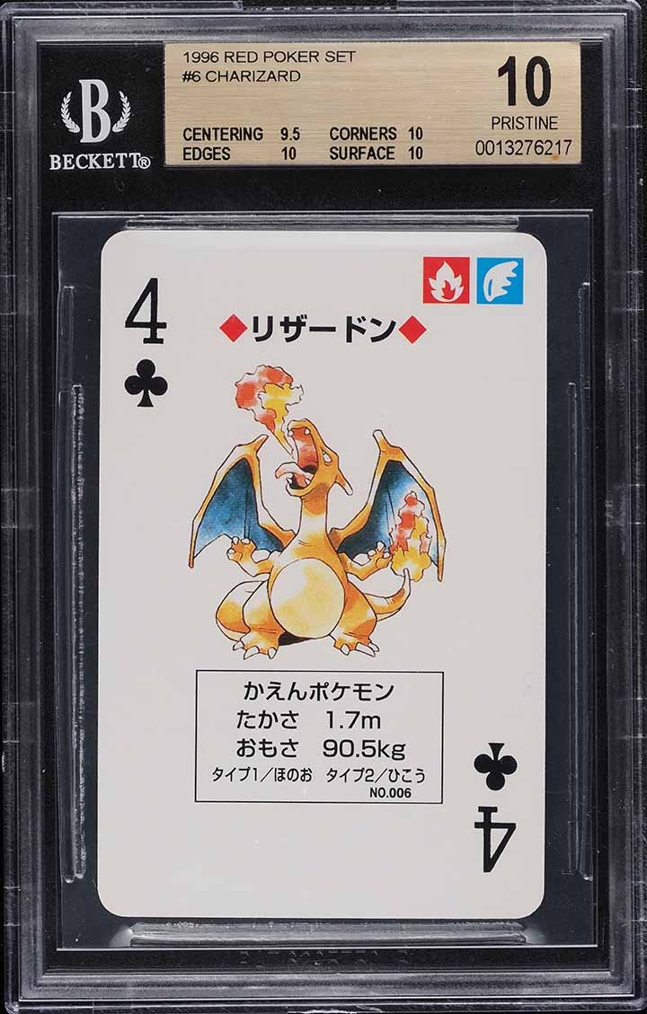 1996 Pokemon Japanese Red Poker Set Nintendo Playing Card Charizard #6 BGS 10