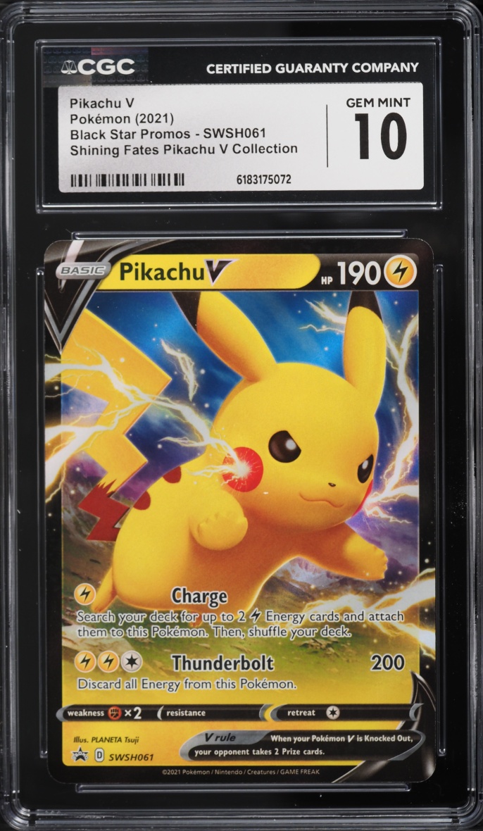 2021 Pokemon Sword & Shield Promo Shining Fates Collection Holo Pikachu V #SWSH061 CGC 10 GEM