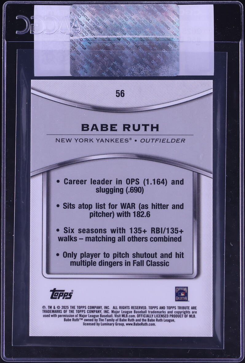 2025 Topps Tribute Babe Ruth #56 CGC AUTH