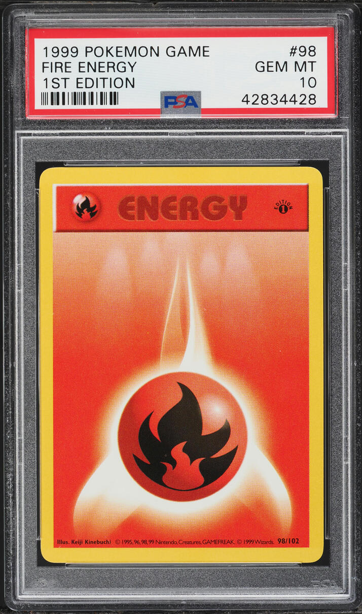1999 Pokemon Base Set Shadowless 1st Edition Fire Energy #98 PSA 10 GEM MINT