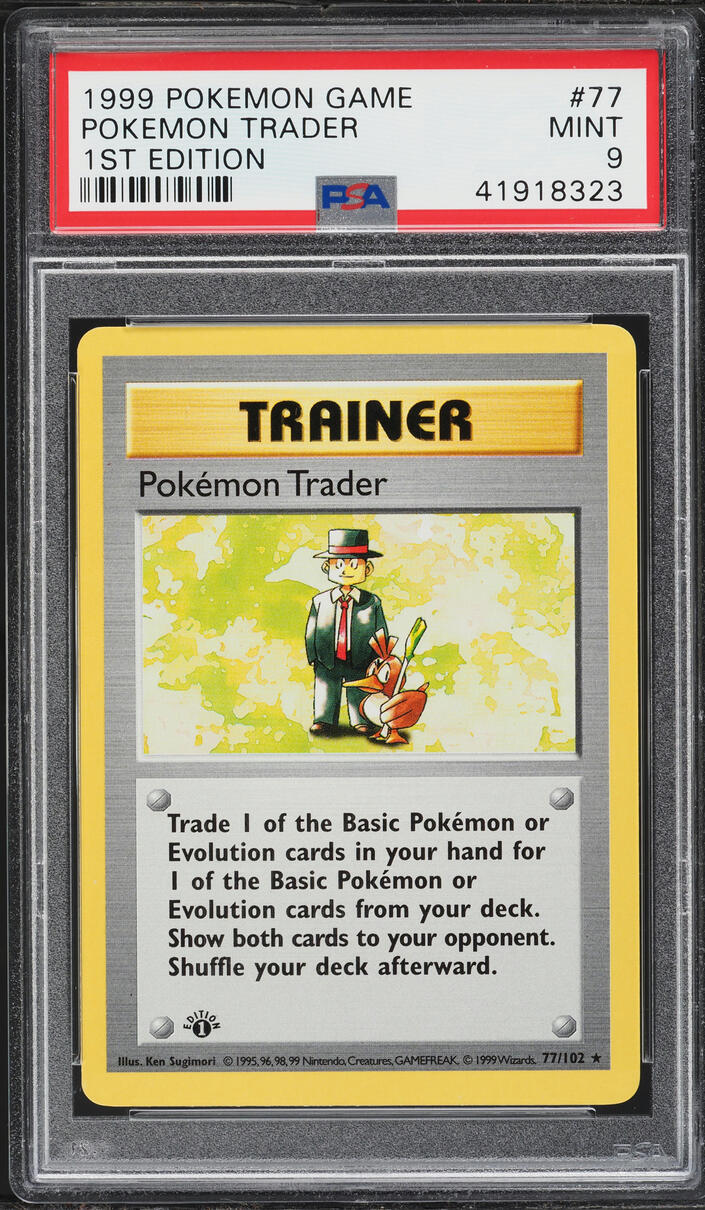 1999 Pokemon Base Set Shadowless 1st Edition Pokemon Trader #77 PSA 9 MINT