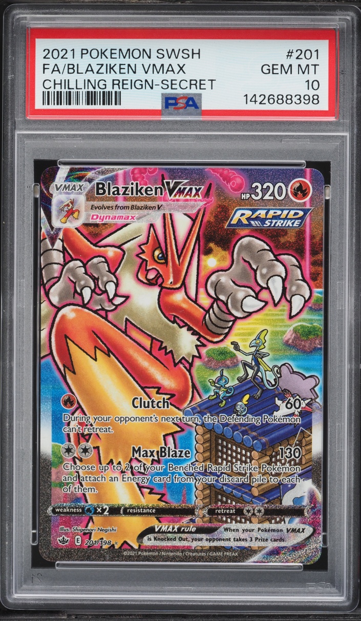 2021 Pokemon Sword & Shield Chilling Reign Alt Art Blaziken VMAX #201 PSA 10 GEM MINT