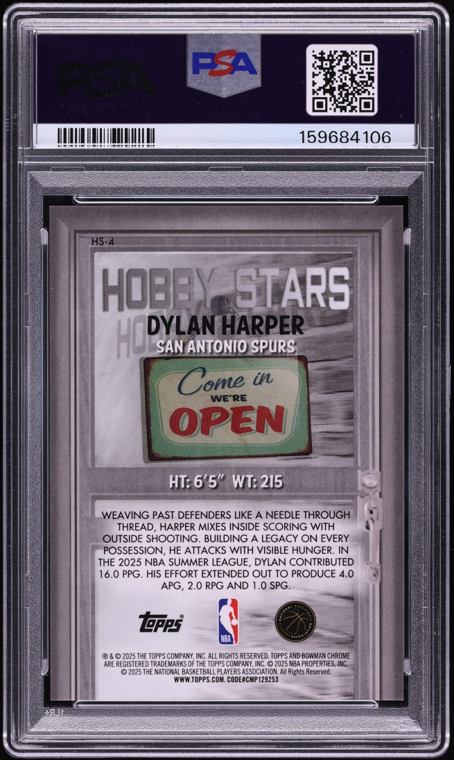 2025 Bowman Chrome Hobby Stars Gold Geometric Dylan Harper ROOKIE /50 #HS-4 PSA 10 GEM MINT