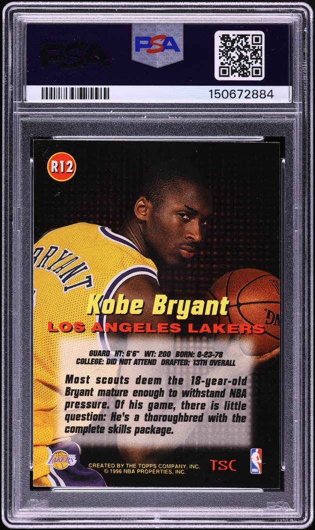 1996 Stadium Club Rookies 1 Kobe Bryant ROOKIE #R12 PSA 8 NM-MT