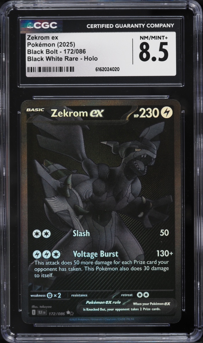 2025 Pokemon Scarlet & Violet Black Bolt BWR Zekrom EX #172 CGC 8.5 NM-MT+