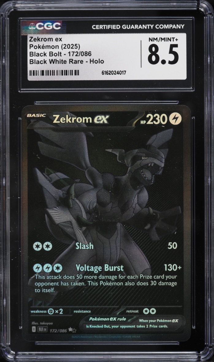 2025 Pokemon Scarlet & Violet Black Bolt BWR Zekrom EX #172 CGC 8.5 NM-MT+