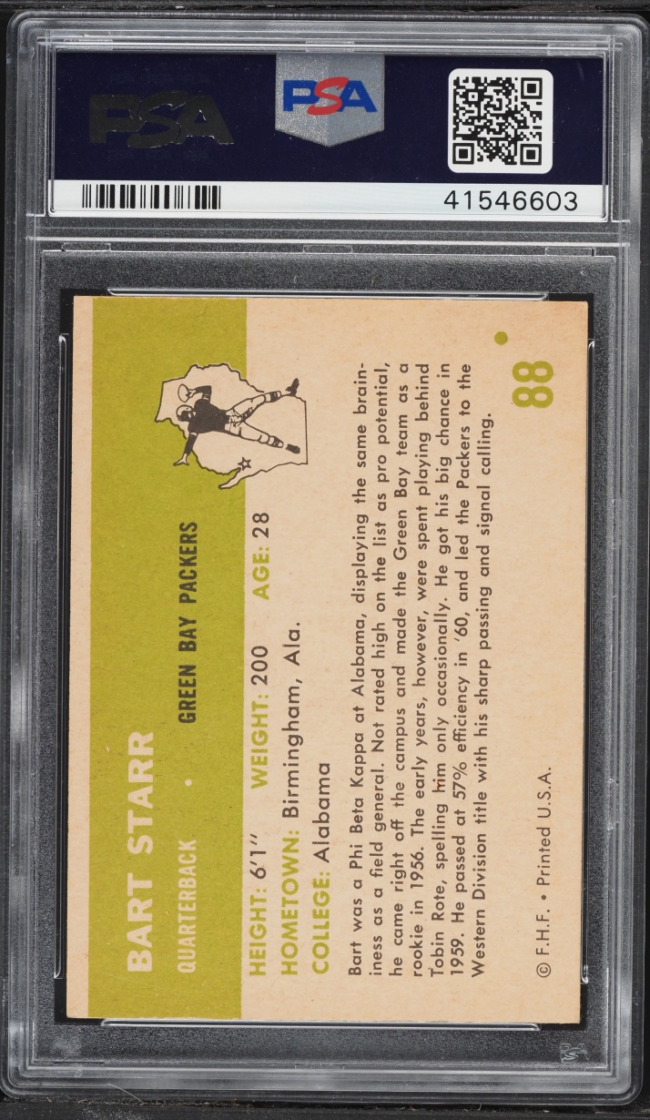 1961 Fleer Football Bart Starr #88 PSA 6 EXMT