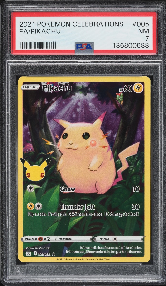 2021 Pokemon Sword & Shield Celebrations Full Art Pikachu #5 PSA 7 NRMT