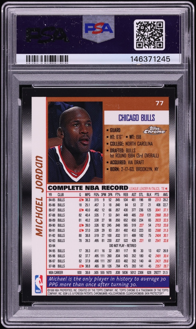 1998 Topps Chrome Preview Michael Jordan #77 PSA 9 MINT