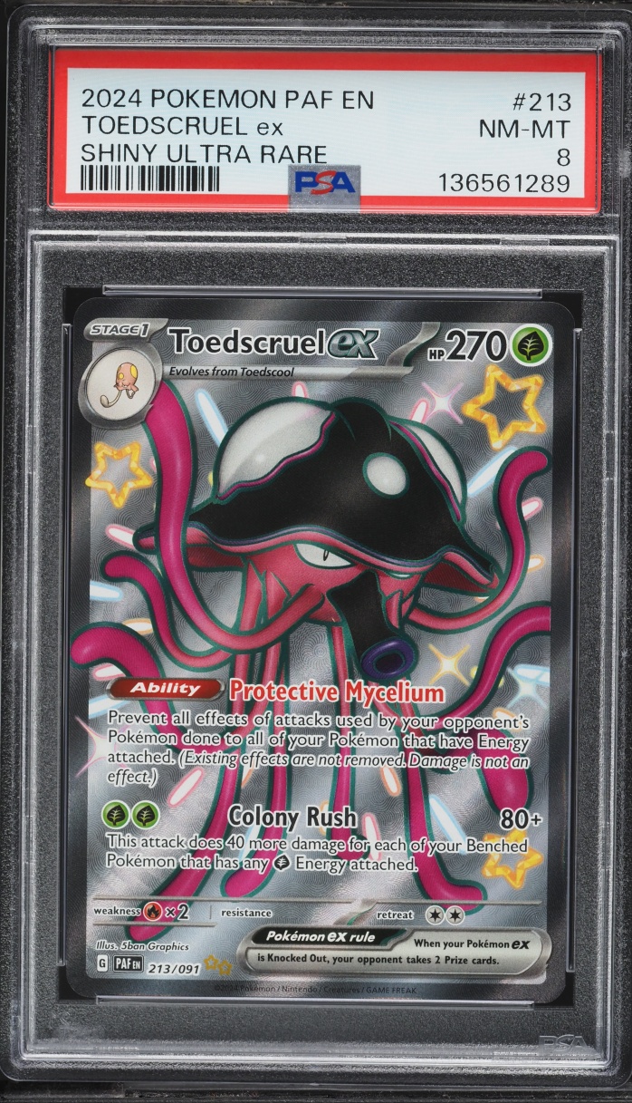 2024 Pokemon Scarlet & Violet Paldean Fates Full Art Toedscruel EX #213 PSA 8 NM-MT
