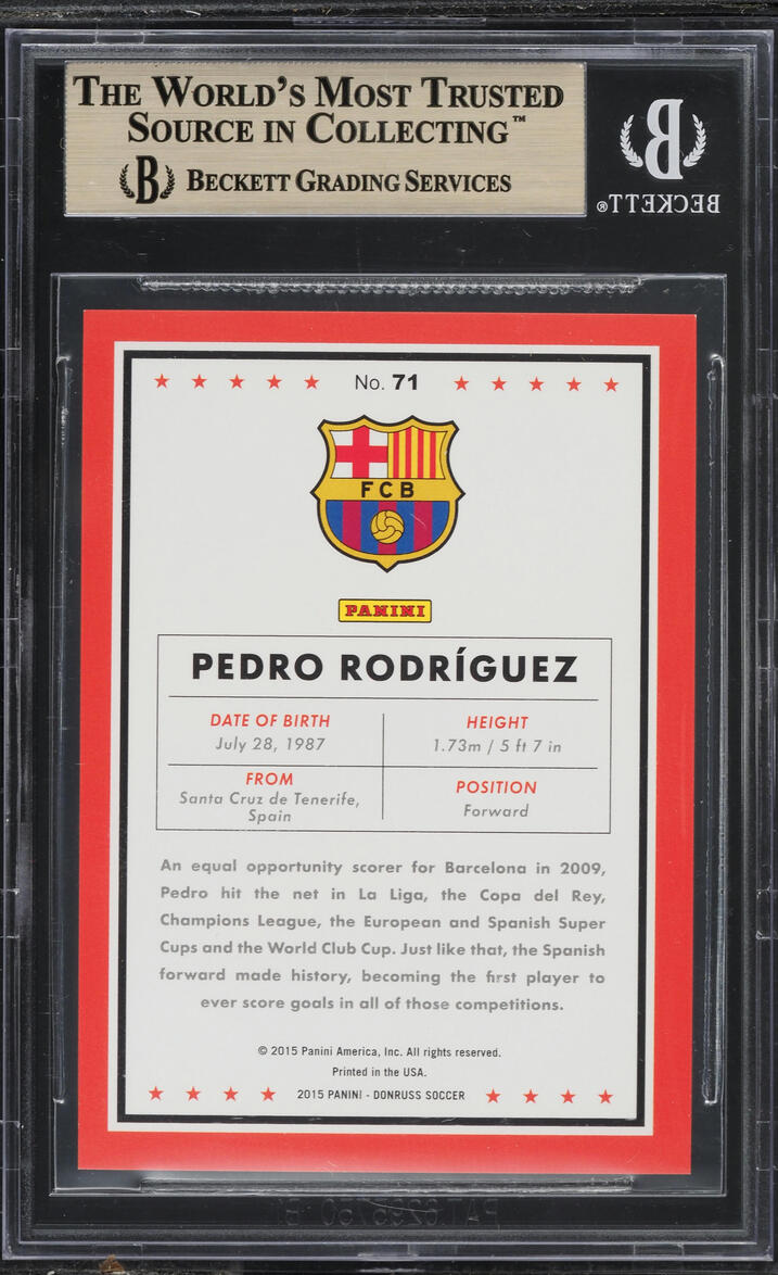 2015 Donruss Panini Logo Gold Pedro Rodriguez /10 #71 BGS 9.5 GEM MINT