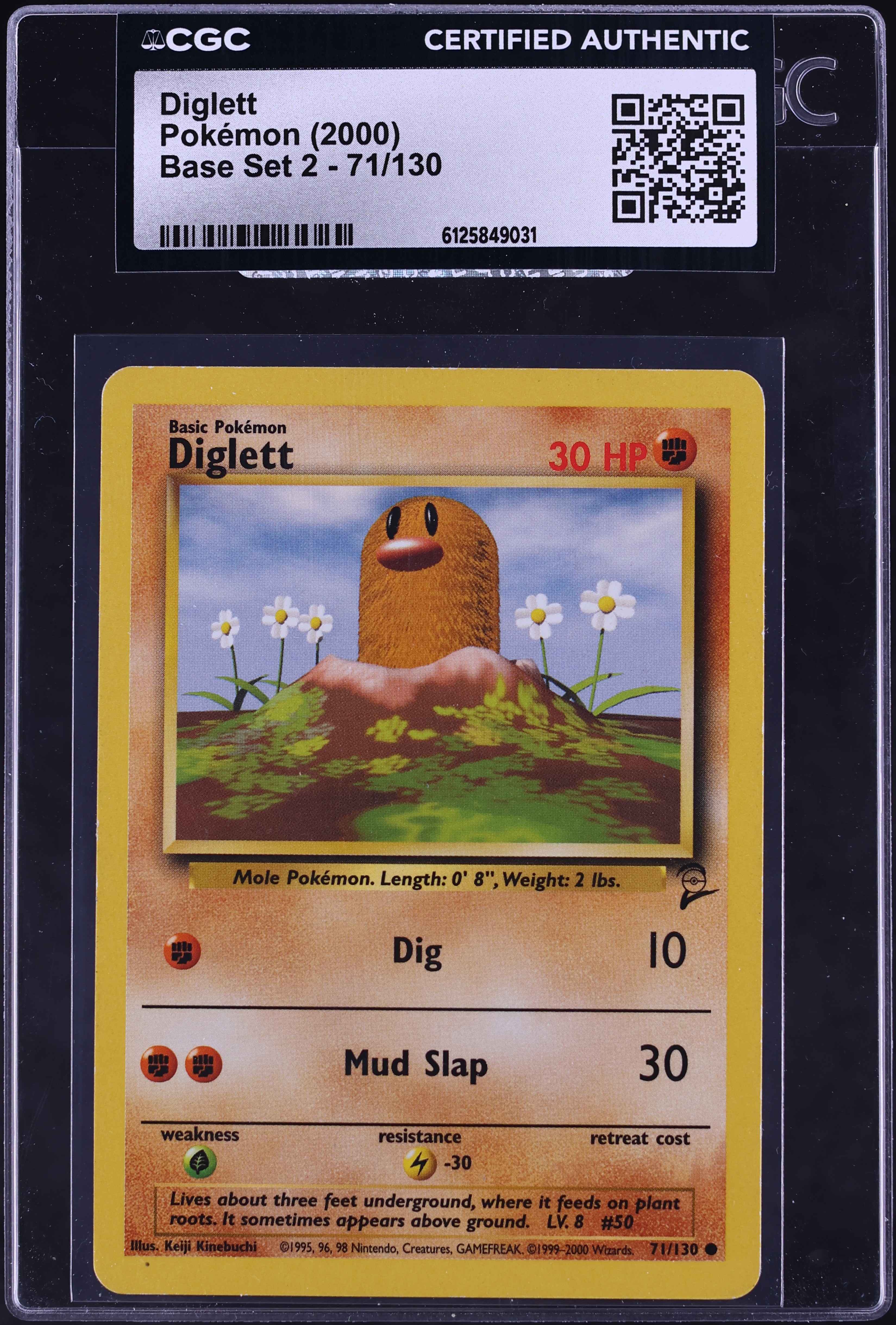 2000 Pokemon Base Set 2 Diglett #71 CGC AUTH