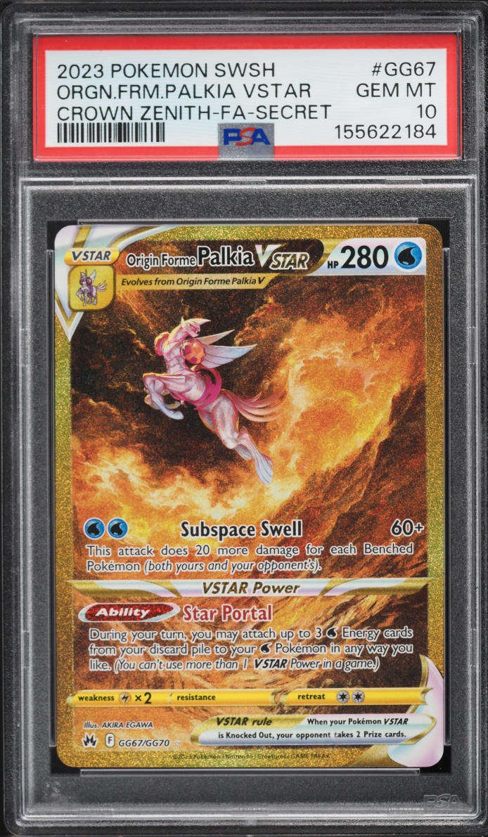 2023 Pokemon Sword & Shield Crown Zenith Gold Rare Origin Forme Palkia VSTAR #GG67 PSA 10 GEM
