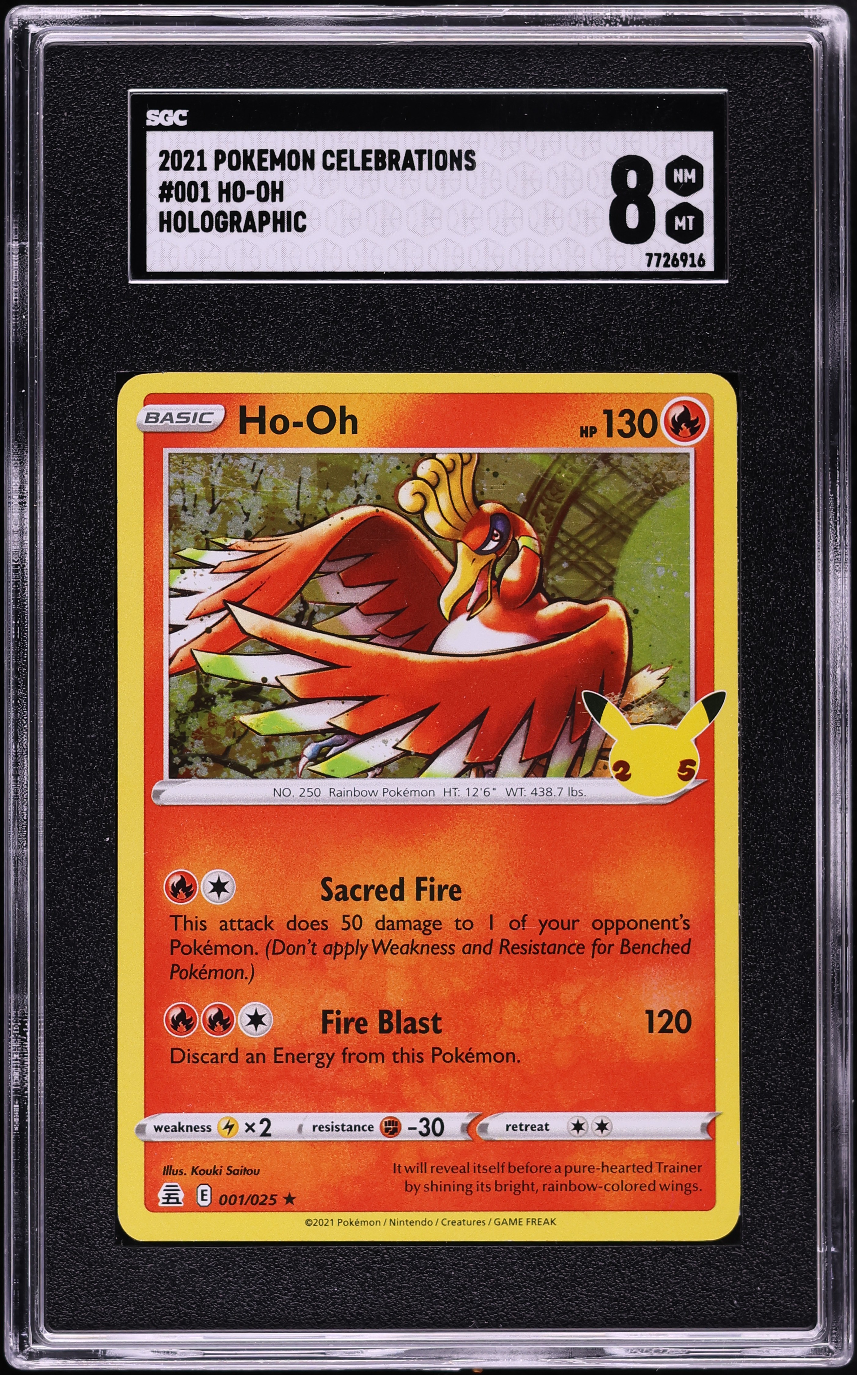 2021 Pokemon Sword & Shield Celebrations Holo Ho-Oh #1 SGC 8 NM-MT