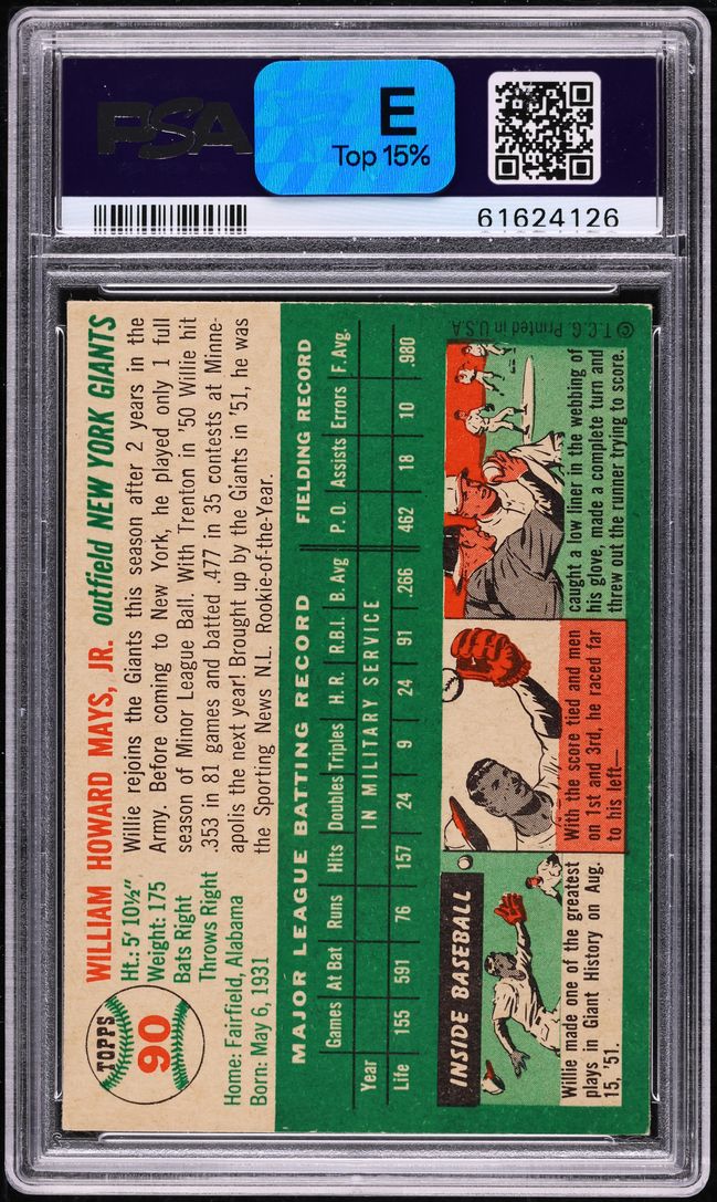 1954 Topps Willie Mays #90 PSA 5 EX