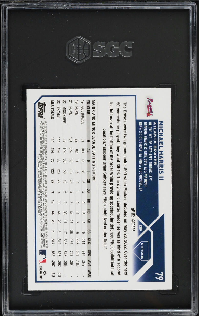 2023 Topps Chrome Prism Refractor Michael Harris II ROOKIE #79 SGC 10 GEM MINT
