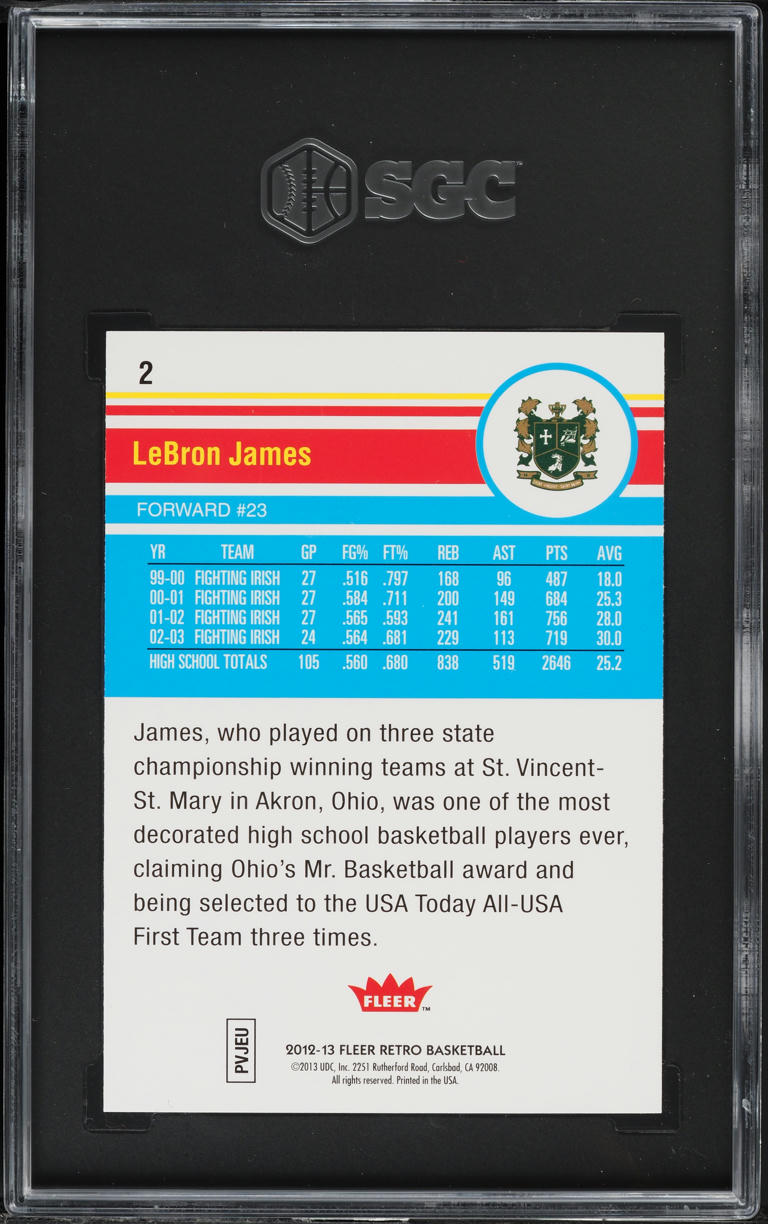 2012 Fleer Retro LeBron James #2 SGC 9.5 MINT+