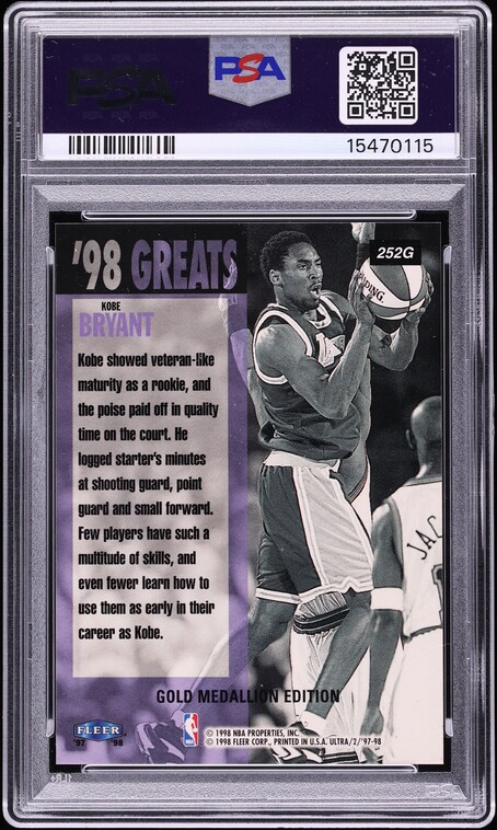 1997 Ultra Gold Medallion Kobe Bryant #252G PSA 10 GEM MINT