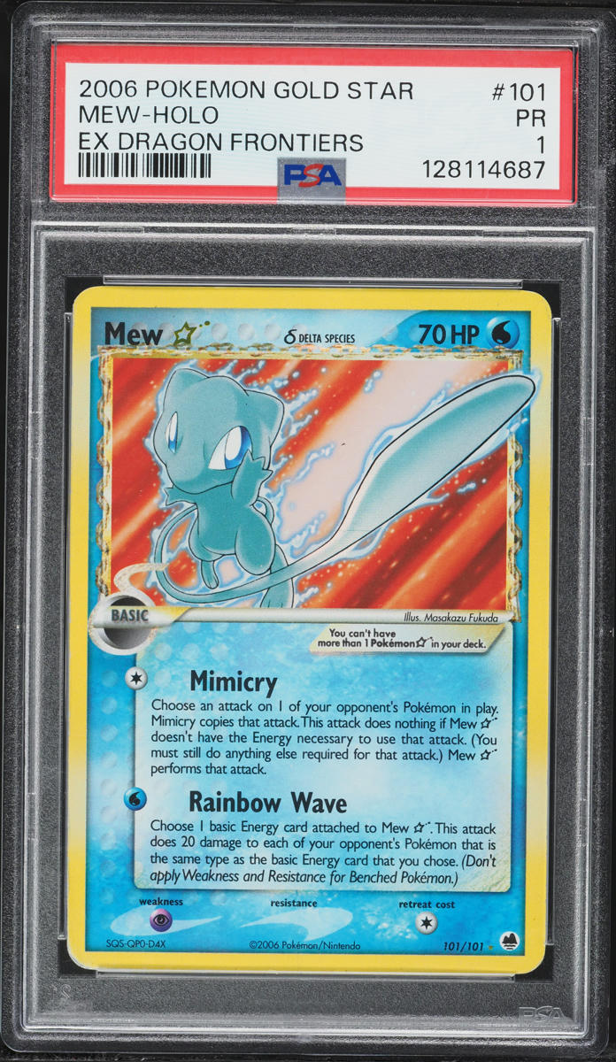 2006 Pokemon EX Dragon Frontiers Holo Mew Gold Star #101 PSA 1 PR