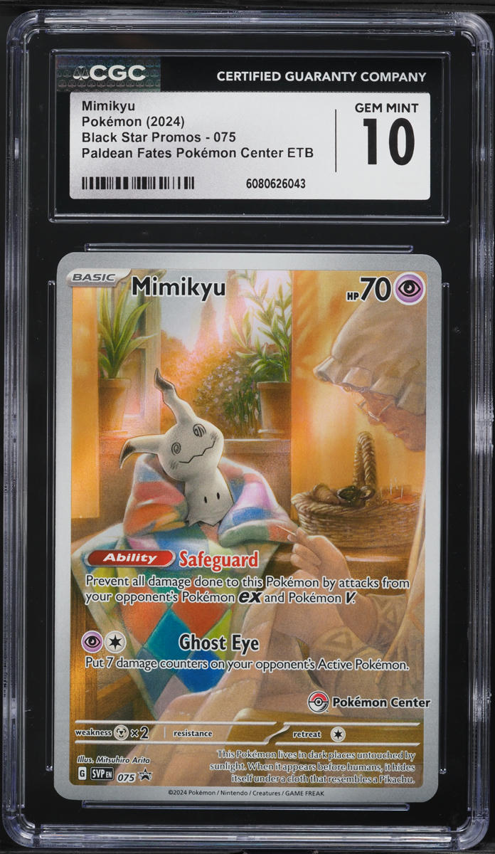 2024 Pokemon SV Black Star Paldean Fates Center ETB Full Art Mimikyu #75 CGC 10