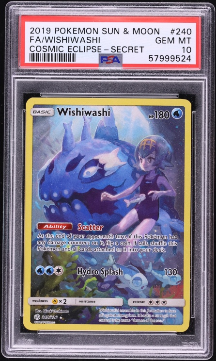 2019 Pokemon Sun & Moon Cosmic Eclipse Full Art Wishiwashi #240 PSA 10 GEM MINT
