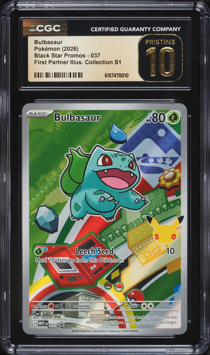 2026 Pokemon Mega Evolution First Partner Illustration Full Art Bulbasaur #37 CGC 10 PRISTINE