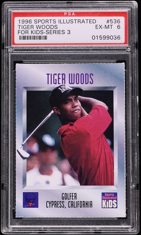 1996 Sports Illustrated For Kids Tiger Woods ROOKIE #536 PSA 6 EXMT