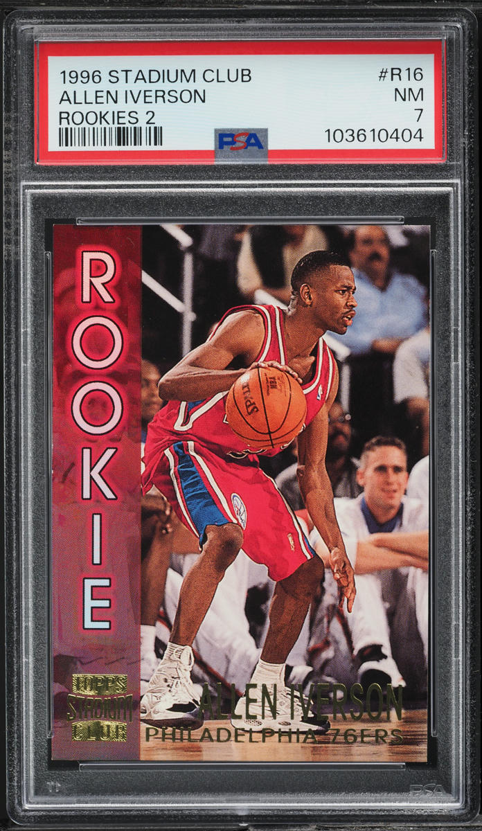 1996 Stadium Club Basketball Allen Iverson ROOKIE #R16 PSA 7 NRMT