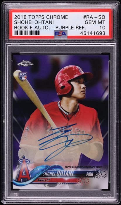2018 Topps Chrome Purple Refractor Shohei Ohtani ROOKIE AUTO /250 #RA-SO PSA 10 GEM MINT