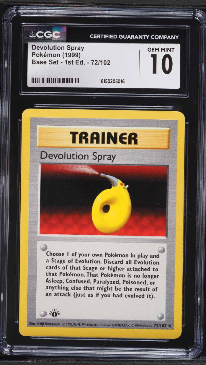 1999 Pokemon Base Set Shadowless 1st Edition Devolution Spray #72 CGC 10 GEM MINT