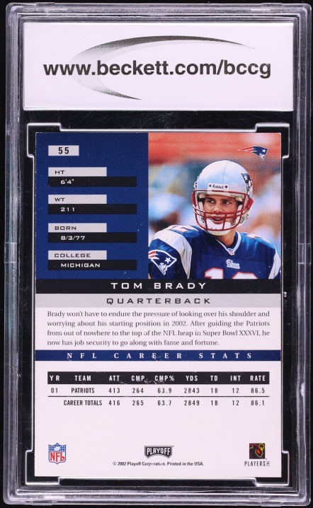 2002 Playoff Honors Tom Brady #55 BCCG 9