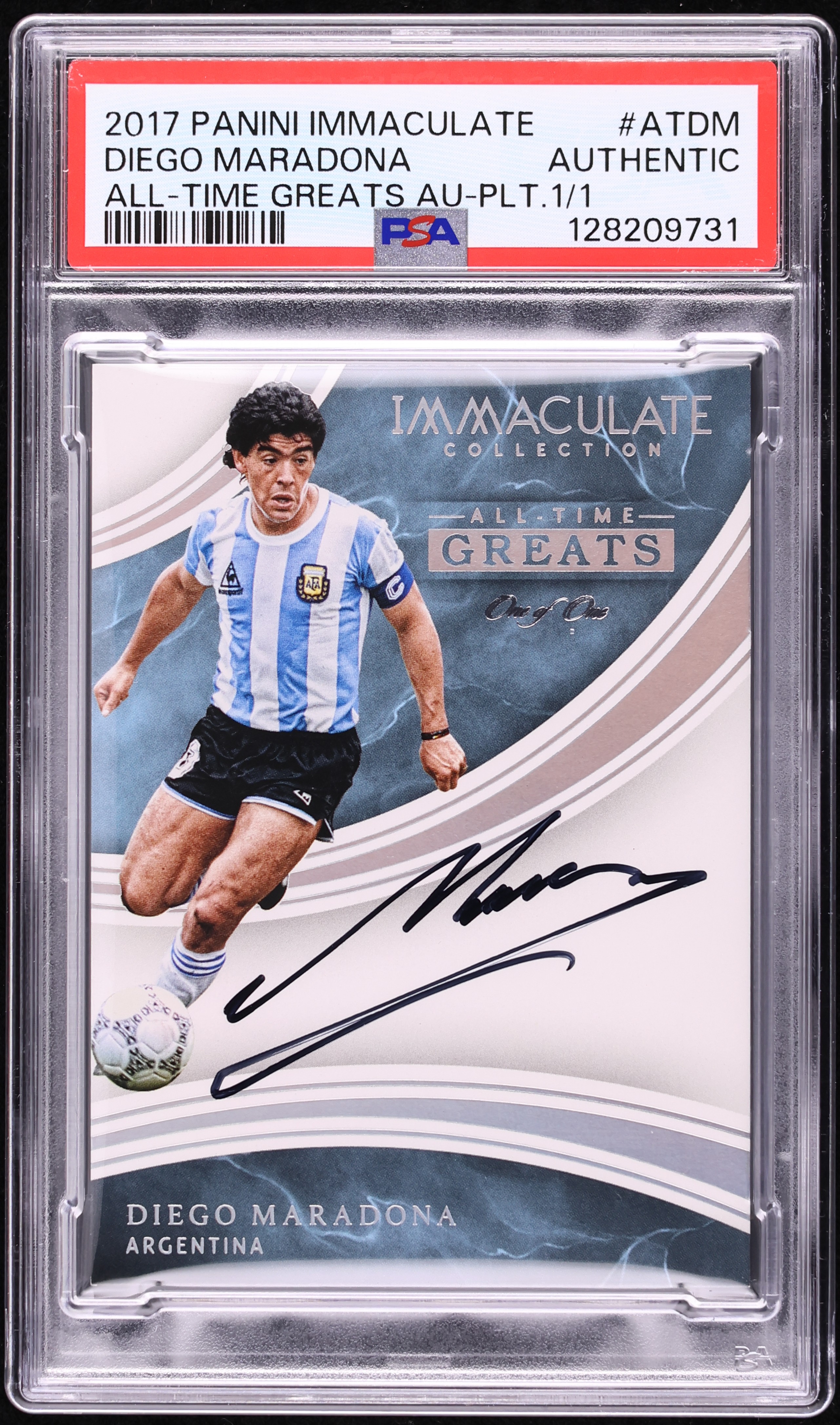 2017 Immaculate All-Time Greats Platinum Diego Maradona AUTO 1/1