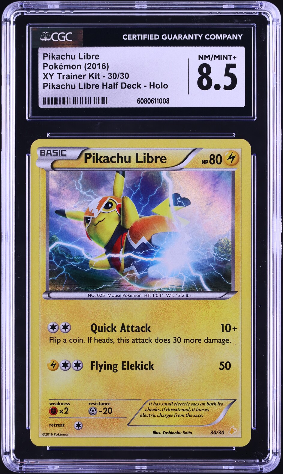 2016 Pokemon XY Trainer Kit Half Deck Holo Pikachu Libre #30 CGC 8.5 NM-MT+