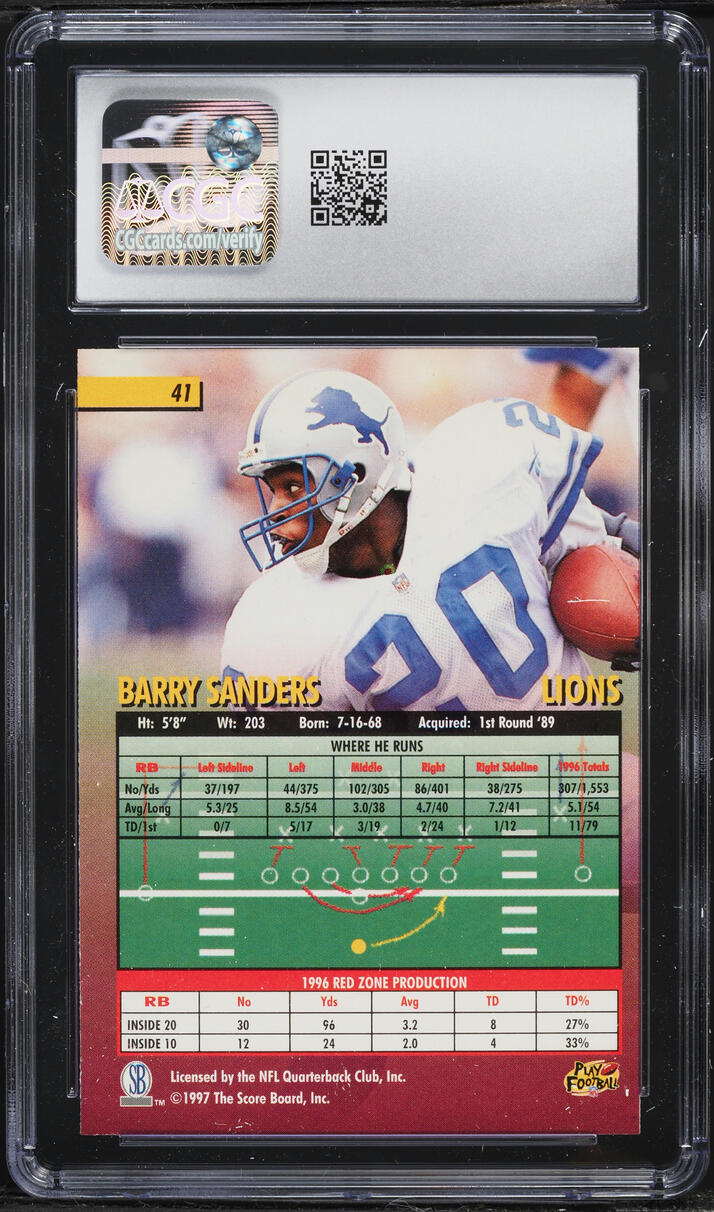 1997 Score Board Playbook Barry Sanders #41 CGC 10 GEM MINT