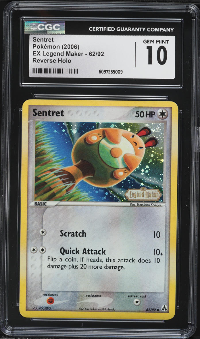 2006 Pokemon EX Legend Maker Reverse Holo Sentret #62 CGC 10 GEM MINT