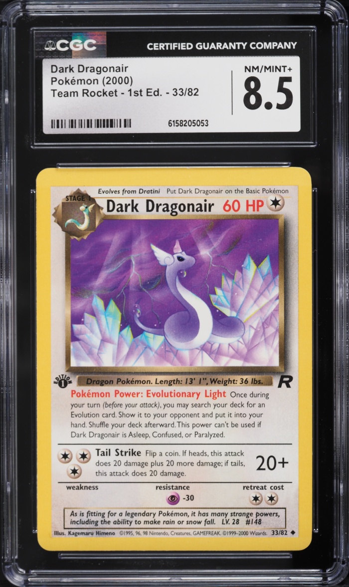 2000 Pokemon Team Rocket 1st Edition Dark Dragonair #33 CGC 8.5 NM-MT+