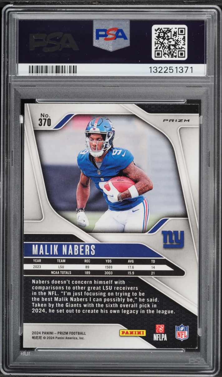 2024 Panini Prizm Black & White Checker Malik Nabers ROOKIE #370 PSA 9 MINT