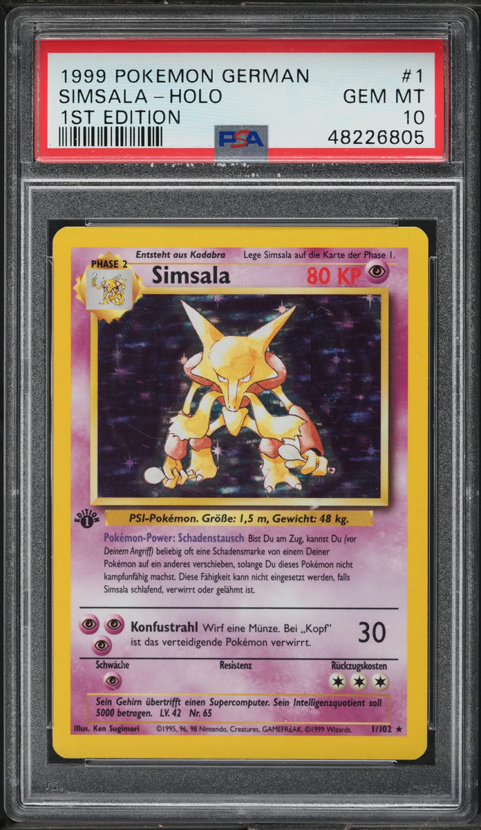 1999 Pokemon German Base Set 1st Edition Holo Alakazam #1 PSA 10 GEM MINT
