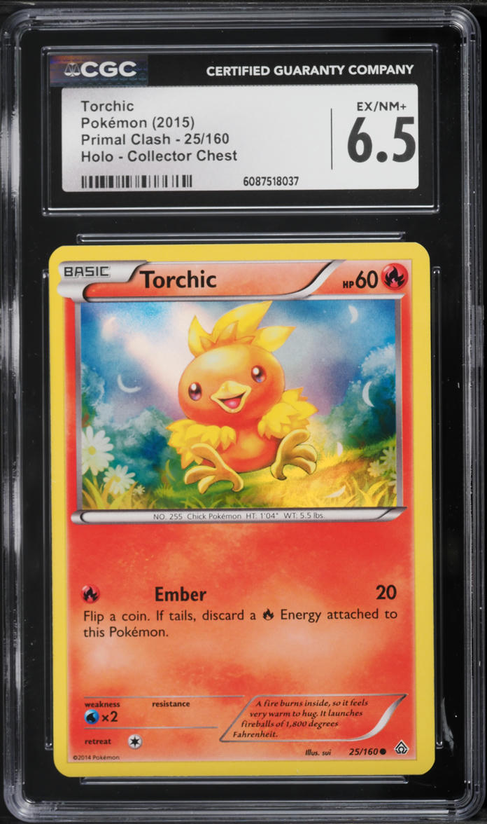 2015 Pokemon XY Primal Clash Collector Chest Holo Torchic #25 CGC 6.5 EXMT+