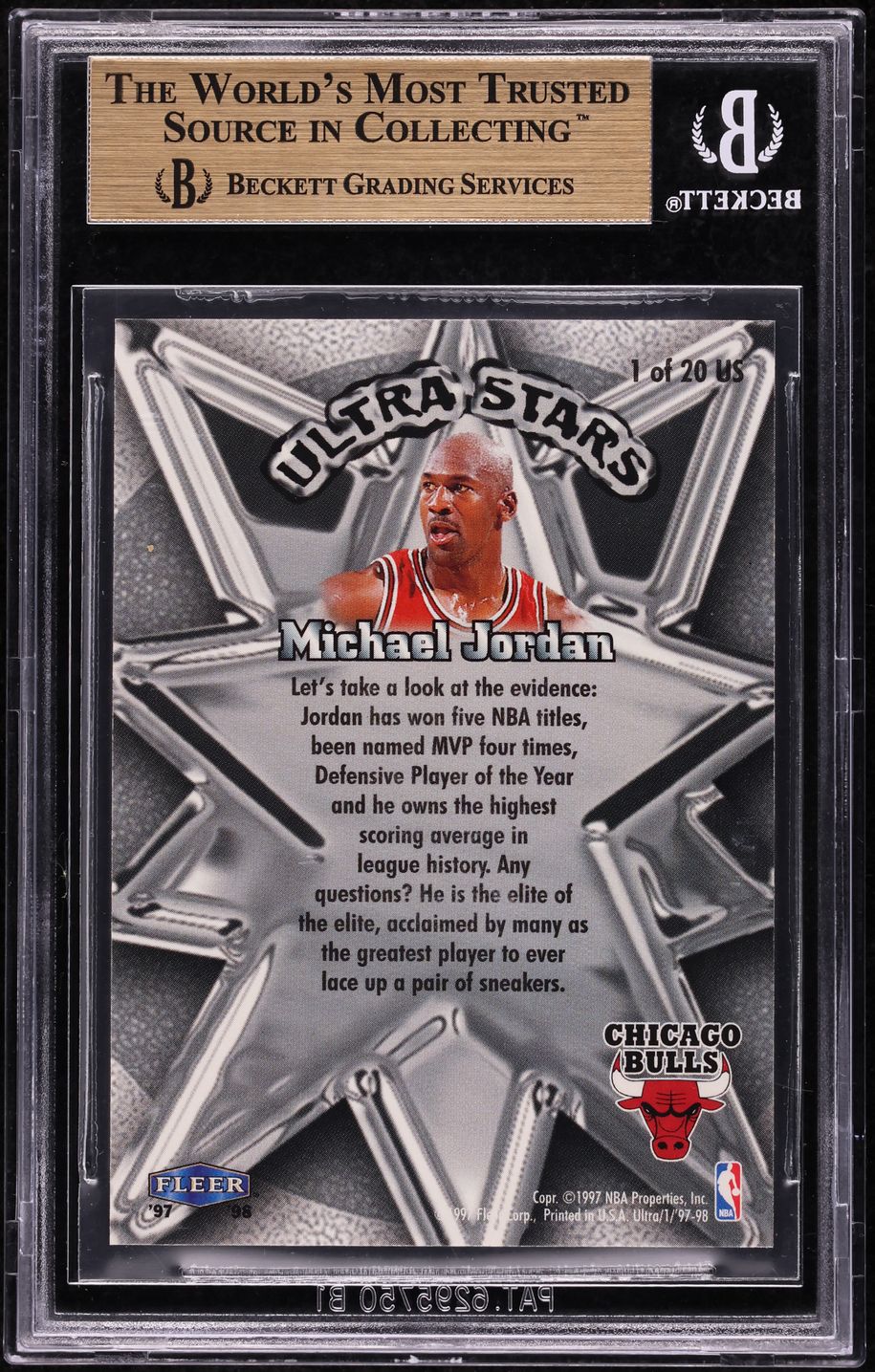 1997 Ultra Stars Gold Michael Jordan #1 BGS 10 PRISTINE
