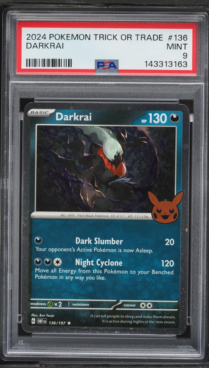 2024 Pokemon Scarlet & Violet Obsidian Flames Trick Or Trade Holo Darkrai #136 PSA 9 MINT