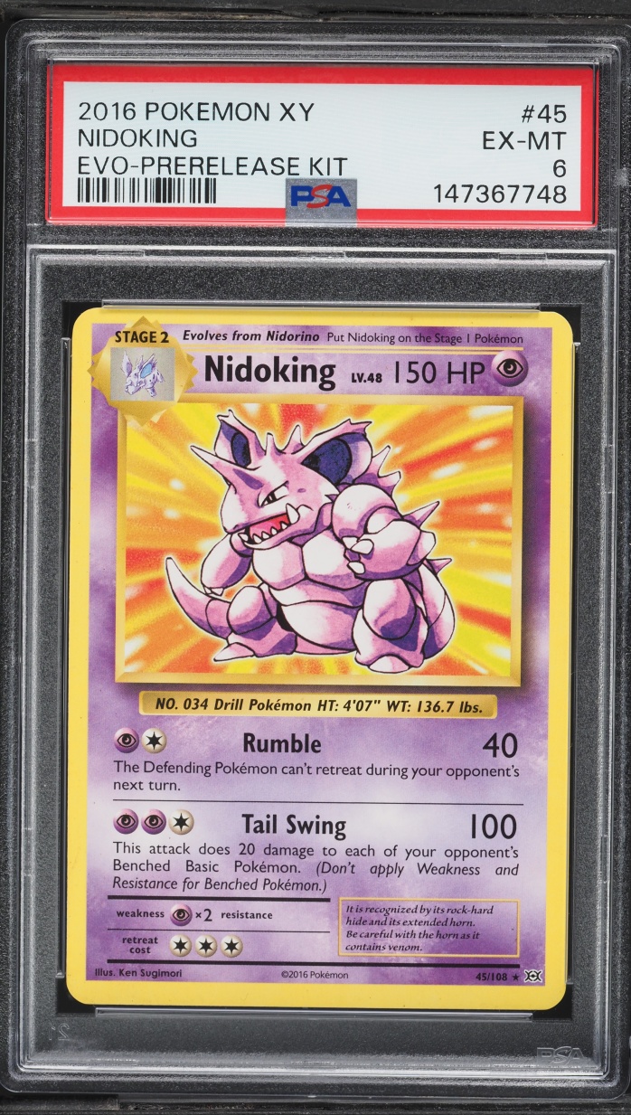 2016 Pokemon XY Evolutions Prerelease Kit Nidoking #45 PSA 6 EXMT