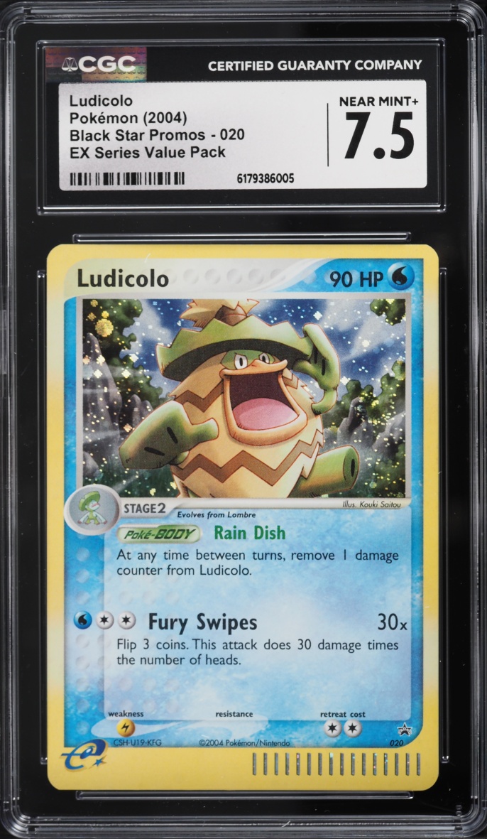 2004 Pokemon Black Star Promo Ex Series Value Pack Ludicolo #20 CGC 7.5 Nrmt+