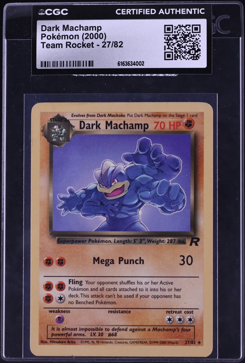 2000 Pokemon Team Rocket Dark Machamp #27 CGC AUTH
