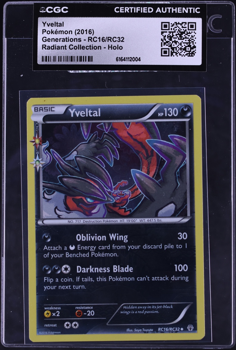2016 Pokemon XY Generations Radiant Collection Holo Yveltal #RC16 CGC AUTH