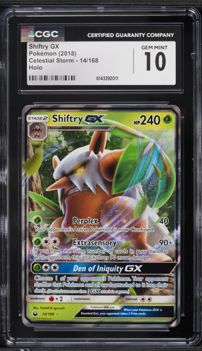 2018 Pokemon Sun & Moon Celestial Storm Holo Shiftry GX #14 CGC 10 GEM MINT