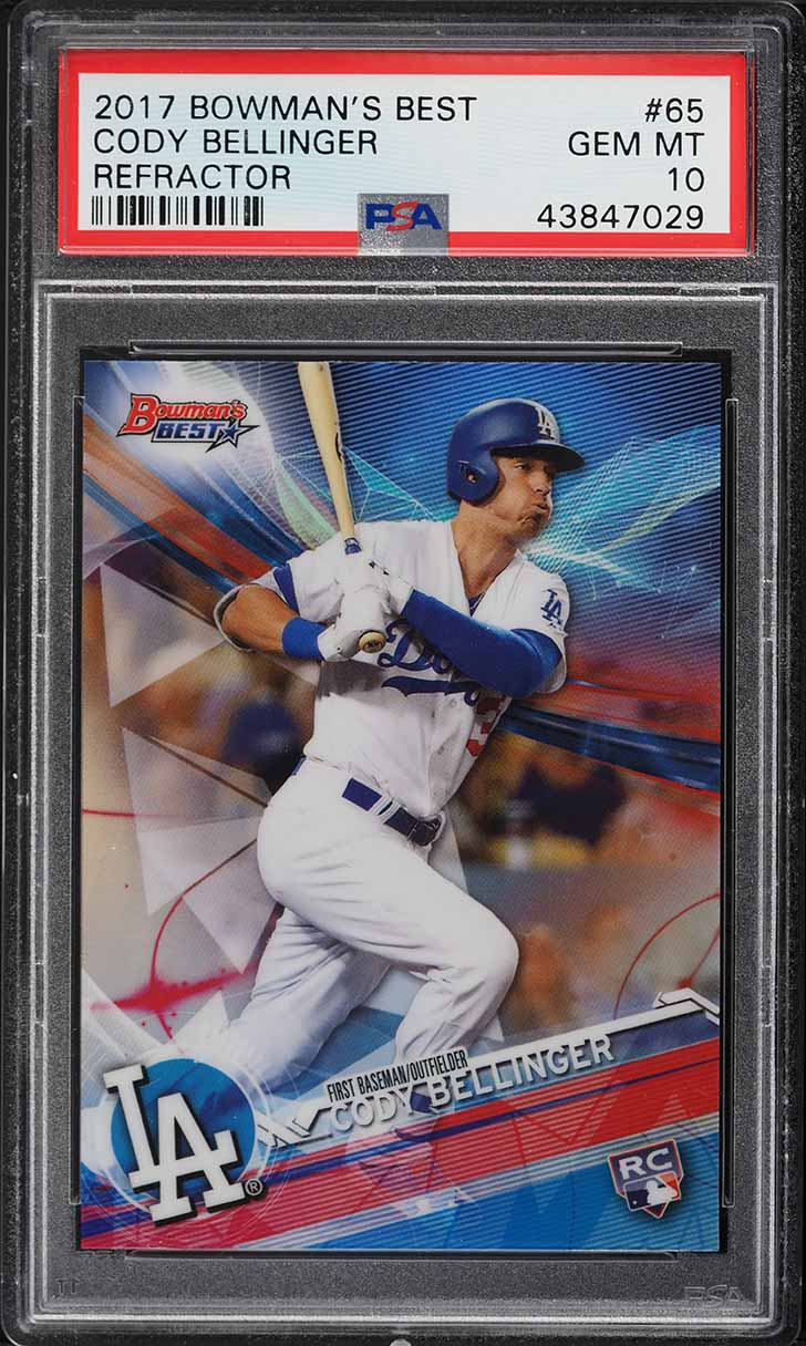 2017 Bowman's Best Refractor Cody Bellinger ROOKIE #65 PSA 10 GEM MINT ...