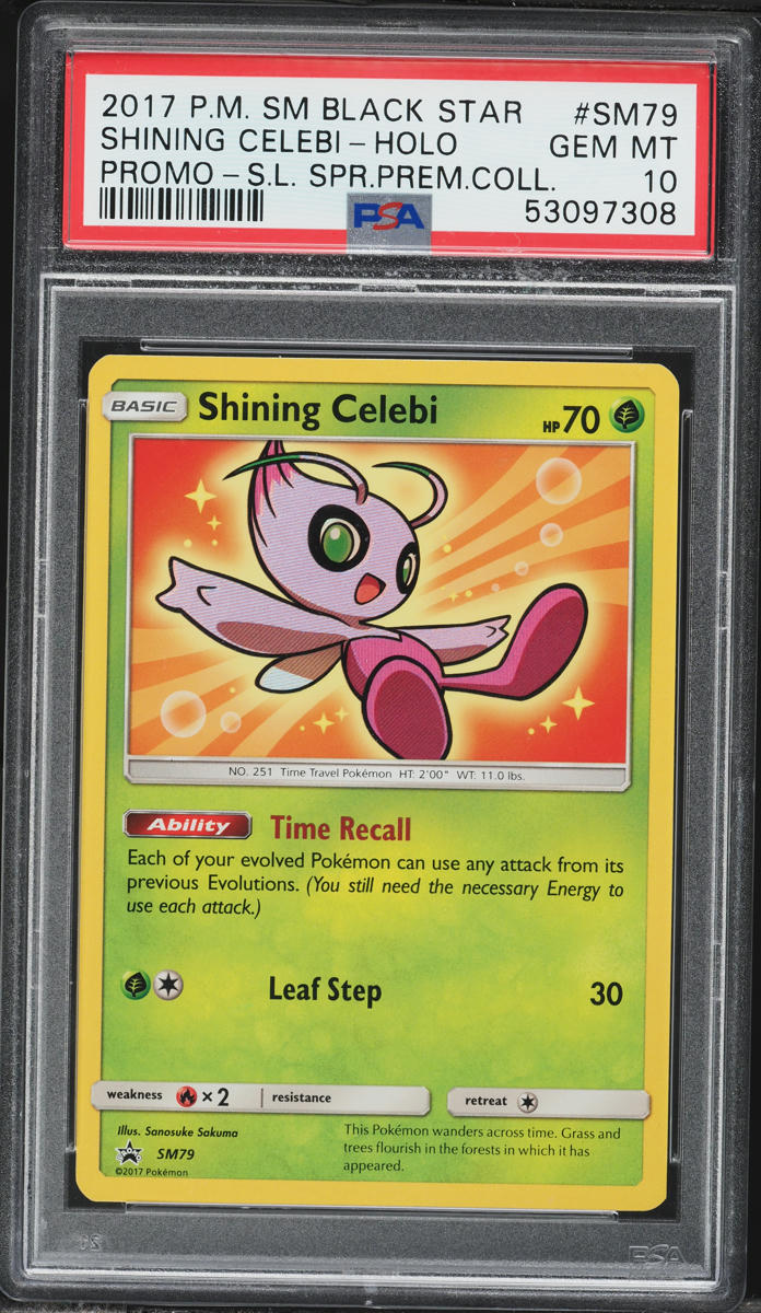 2017 Pokemon Sun & Moon Promo Shining Legends Premium Holo Shining Celebi #SM79 PSA 10 GEM MINT